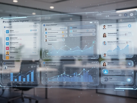 Holographic interface showing project data and communication, symbolizing AI in project management and workflow coordination. - Foto: über boerse-global.de