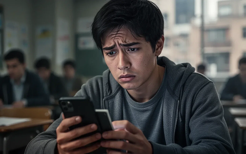 Ein nachdenklicher junger Mensch blickt besorgt auf ein Smartphone, symbolisierend die schwierige Lage am Ausbildungsmarkt. - Foto: über boerse-global.de