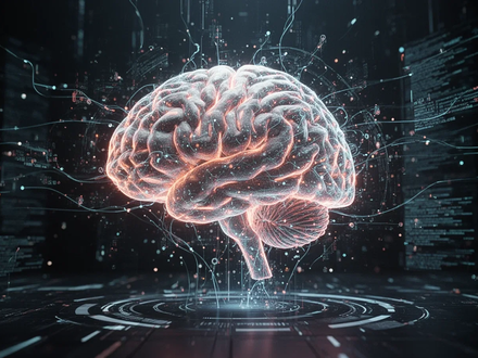 A glowing, abstract neural network or brain-like structure symbolizing AI memory, emerging from a digital interface with subtle data streams. - Foto: über boerse-global.de