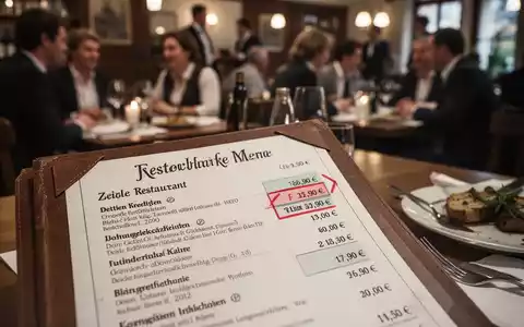 Ein Nahaufnahme eines Restaurantmenüs, das subtile Preisänderungen im Kontext einer belebten Restaurantszene zeigt. - Foto: über boerse-global.de