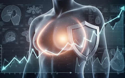 Eine stilisierte Darstellung einer gesunden Brust mit schützender Aura vor einem medizinischen Hintergrund, der Forschung symbolisiert. - Foto: über boerse-global.de