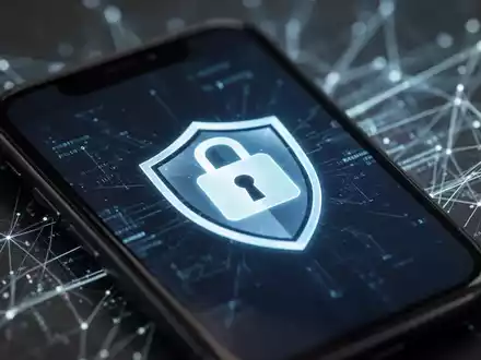 A smartphone screen displaying a digital lock icon and a shield, symbolizing mobile security and data protection. - Foto: über boerse-global.de