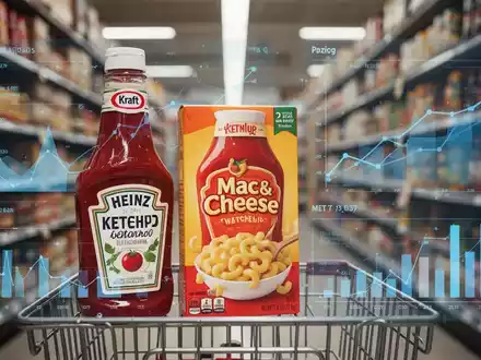 Kraft Heinz Produkt, das Marketing- und Preisstrategien symbolisiert, mit einem unscharfen Hintergrund eines Supermarktes oder Dashboards. - Foto: über boerse-global.de