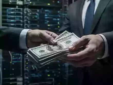 Nahaufnahme einer Person, die Geldscheine zählt, mit einem unscharfen Hintergrund von Server-Racks. - Foto: über boerse-global.de