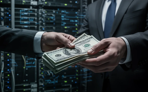 Nahaufnahme einer Person, die Geldscheine zählt, mit einem unscharfen Hintergrund von Server-Racks. - Foto: über boerse-global.de