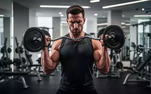 Ein muskulöser Mann konzentriert sich auf das Training, indem er eine Bizepsübung mit einer kontrollierten Pause ausführt. - Foto: über boerse-global.de
