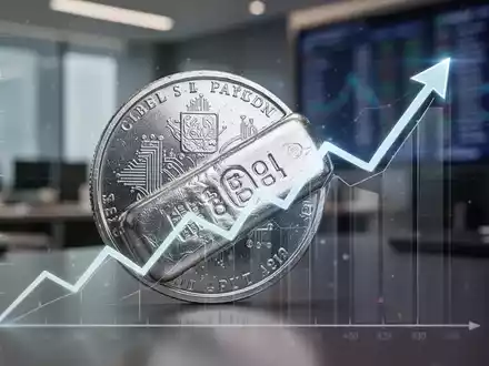 Ein glänzender Silberbarren und ein aufsteigender Graph vor einem verschwommenen Finanzhintergrund, der Wachstum symbolisiert. - Foto: über boerse-global.de