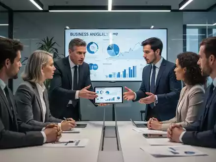 Ein Business Angel und ein Start-up-Gründer bei einer Pitch-Präsentation in einem modernen Büro. Fokus auf Interaktion. - Foto: über boerse-global.de
