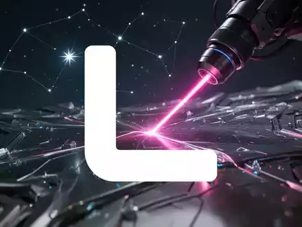 Ein Laserstrahl schneidet durch ein futuristisches Material, mit einem schemenhaften Nordstern am Himmel. - Foto: über boerse-global.de