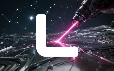 Ein Laserstrahl schneidet durch ein futuristisches Material, mit einem schemenhaften Nordstern am Himmel. - Foto: über boerse-global.de