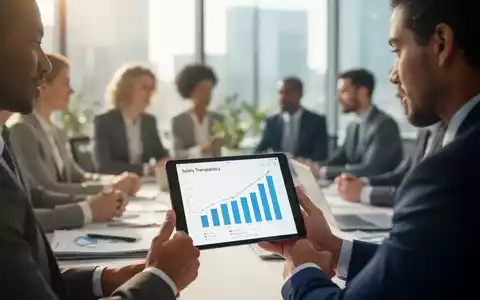 Eine Gruppe von Fachleuten in einem modernen Büro, einer davon schaut auf ein Tablet mit einem Diagramm. - Foto: über boerse-global.de