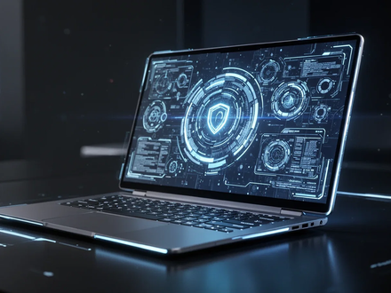A close-up of a futuristic laptop with a vibrant, glowing touchscreen display, emphasizing its thin profile. - Foto: über boerse-global.de