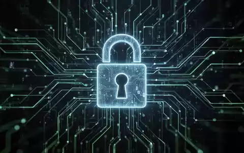 Ein digitales Vorhängeschloss-Symbol über einem Netzwerk aus leuchtenden Datenlinien, das Cybersicherheit und Datenlecks darstellt. - Foto: über boerse-global.de