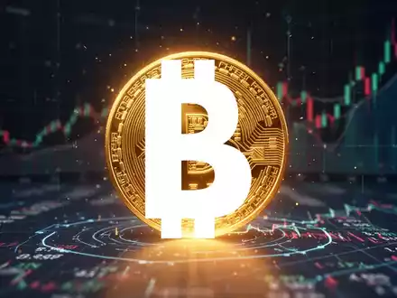 Ein goldenes Bitcoin-Symbol schwebt über einer digitalen Finanzübersicht mit Börsenkursen im Hintergrund. - Foto: über boerse-global.de
