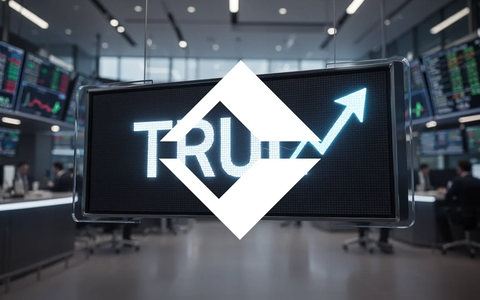 Ein stilisierter, leuchtender Börsenticker mit dem Kürzel 'TRUL' und einem Aufwärtstrend auf einem modernen Handelsplatz. - Foto: über boerse-global.de