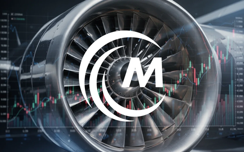 Nahaufnahme einer hochmodernen Triebwerksturbine mit unscharfen Finanzdiagrammen im Hintergrund, die Präzision und Wachstum symbolisiert. - Foto: über boerse-global.de