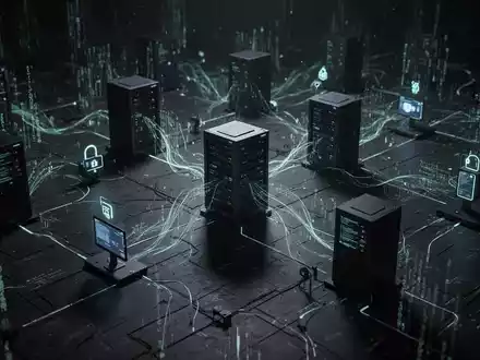 Stylized digital network of glowing lines connecting servers and IoT devices, symbolizing a botnet threat to Linux systems. - Foto: über boerse-global.de