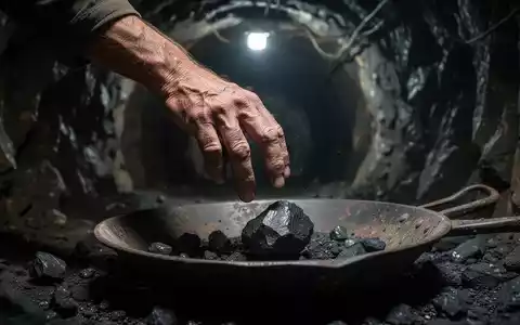 Eine Hand greift nach einem kleinen Stück Kohle in einer Goldpfanne in einem dunklen Minenschacht, symbolisiert einen Tiefpunkt. - Foto: über boerse-global.de