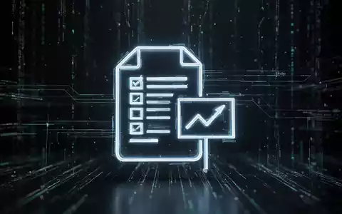 A glowing, abstract digital icon representing an office suite, with symbols for documents, spreadsheets, and presentations on a dark background. - Foto: über boerse-global.de