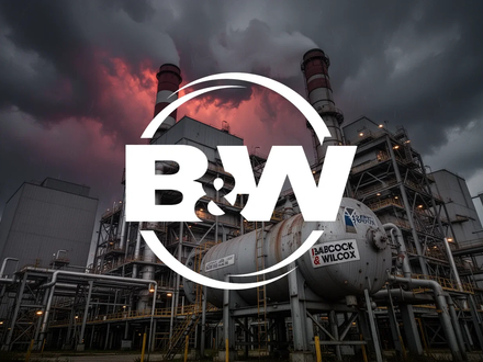 Ein großes, imposantes Industriekraftwerk unter einem dunklen, stürmischen Himmel, der finanzielle Schwierigkeiten symbolisiert. - Foto: über boerse-global.de