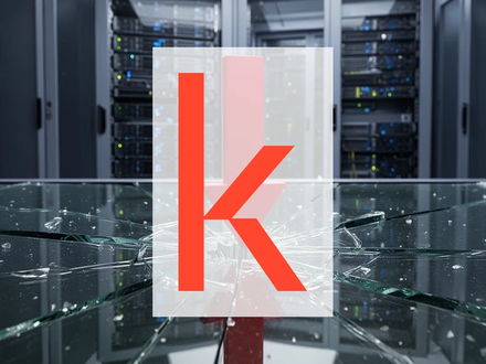 Ein roter Pfeil zeigt nach unten und durchbricht eine zerbrochene Glasfläche, im Hintergrund ein Server-Rack. - Foto: über boerse-global.de