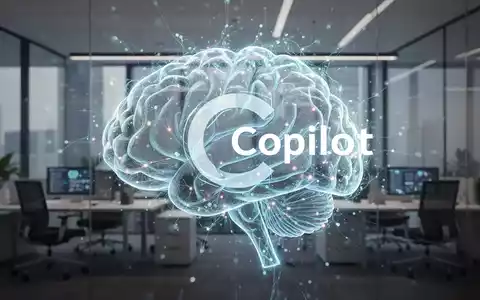 An abstract digital representation of artificial intelligence, with neural network patterns and a 'C' icon, over a blurred office setting. - Foto: über boerse-global.de