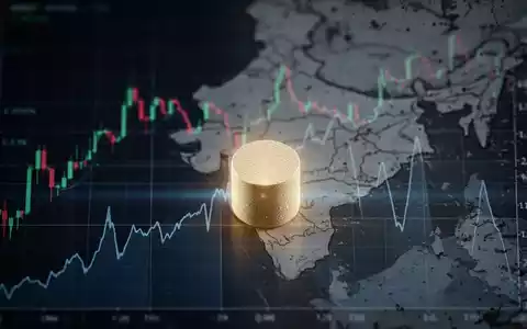 Ein stilisiertes Uranbrennstoffpellet vor dem Hintergrund unscharfer, abwärtstrendender Finanzdiagramme und einer Indienkarte. - Foto: über boerse-global.de