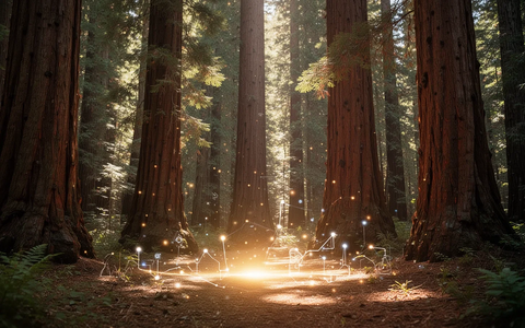Ein majestätischer Mammutbaumwald, durch den Sonnenlicht fällt, symbolisiert Innovation und ein neues Patent. - Foto: über boerse-global.de
