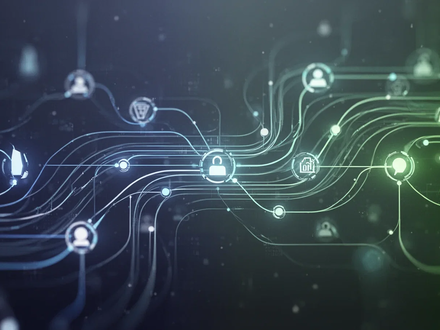 Eine abstrakte Darstellung von fließenden digitalen Prozessen und Datenpunkten, die Bürokratieabbau und effiziente Verwaltung symbolisieren. - Foto: über boerse-global.de