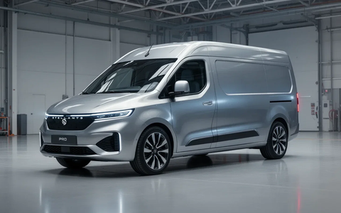 Ein futuristischer, silberner Stellantis Pro One Lieferwagen steht in einer modernen Fabrikhalle. - Foto: über boerse-global.de