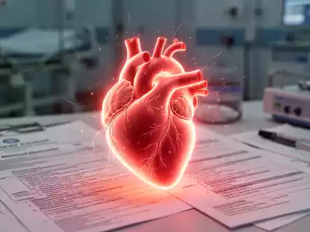 Eine stilisierte, leuchtende Grafik eines menschlichen Herzens überlagert medizinische Dokumente und Krankenhausgeräte, die die Organspende symbolisieren. - Foto: über boerse-global.de