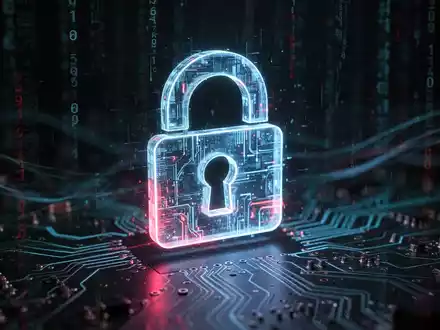 Abstract digital lock icon on a circuit board, representing a zero-day vulnerability in Windows systems. - Foto: über boerse-global.de