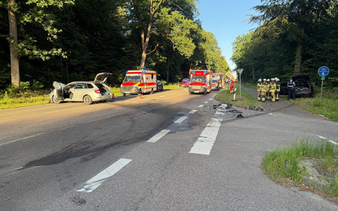 FW Speyer: +++ Frontalzusammenstoß Iggelheimer Straße +++ Drei Verletzte +++ Straße voll gesperrt +++ Umfahren Sie den Bereich +++ - Foto: presseportal.de