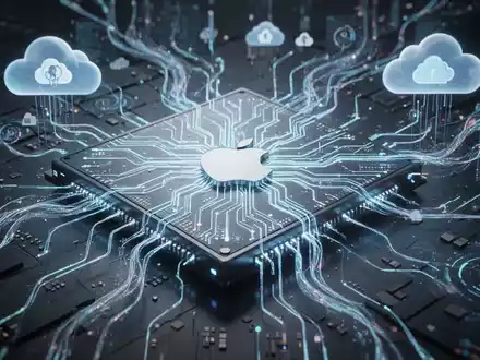 Close-up of a sophisticated computer chip with integrated circuit patterns and glowing lines, representing AI and cloud computing. - Foto: über boerse-global.de