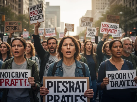Menschen versammeln sich bei einer Demonstration, einige halten Schilder, um auf ihre Forderungen aufmerksam zu machen. - Foto: über boerse-global.de