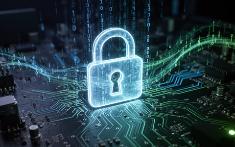 A glowing padlock icon overlaid on a circuit board, surrounded by binary code, symbolizing digital security and password protection. - Foto: über boerse-global.de