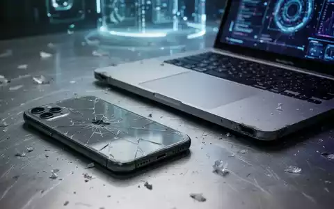 Ein zerbrochenes iPhone 11 und ein Intel-MacBook Pro liegen auf einer Metalloberfläche, symbolisierend das Ende der Unterstützung. - Foto: über boerse-global.de