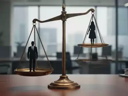Eine Waage, die ungleichgewichtige Bezahlung darstellt, mit einer weiblichen Silhouette auf der höheren Seite und einer männlichen auf der niedrigeren. - Foto: über boerse-global.de