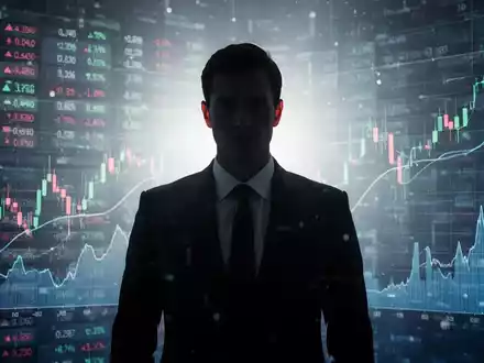 Eine Silhouette einer Person in einem Anzug vor einem digitalen Display mit Finanzdaten, die Kreditverhandlungen darstellt. - Foto: über boerse-global.de