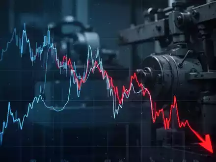Ein stark fallender Aktienkurs auf einem Bildschirm, der einen erheblichen finanziellen Verlust symbolisiert. - Foto: über boerse-global.de