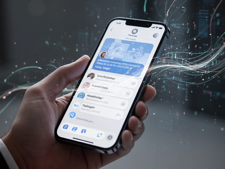 A close-up of a hand holding a smartphone displaying a messaging app with integrated AI features and new text selection options. - Foto: über boerse-global.de