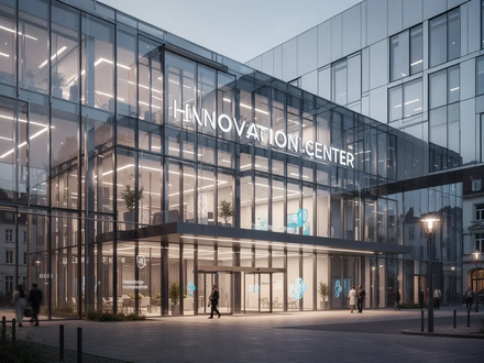 Modernes Innovationszentrum mit Glasfassade und klaren Linien, das eine zukunftsweisende Architektur im Gesundheitswesen darstellt. - Foto: über boerse-global.de