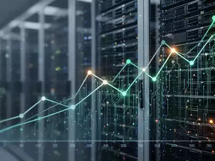 Ein stilisiertes Diagramm mit einem Auftragsrekord von 3,3 Milliarden Euro vor einem Hintergrund aus Serverracks. - Foto: über boerse-global.de