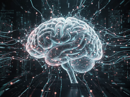 A stylized, glowing neural network or abstract AI brain with digital data streams, representing advanced artificial intelligence. - Foto: über boerse-global.de