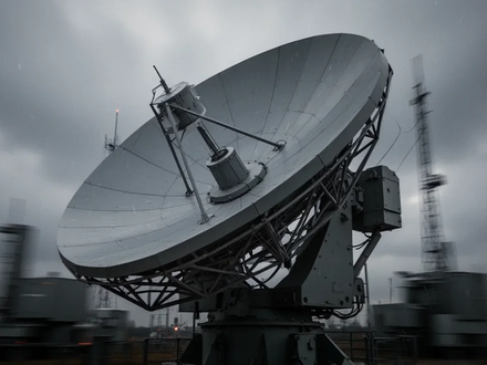 Eine Nahaufnahme einer modernen Radarantenne mit einem dramatischen, bewölkten Himmel im Hintergrund. - Foto: über boerse-global.de
