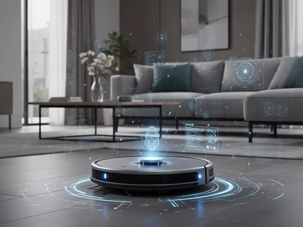 Ein schlankes Smart-Home-Gerät in einem modernen Wohnzimmer, das Automatisierung und Effizienz durch Technologie symbolisiert. - Foto: über boerse-global.de