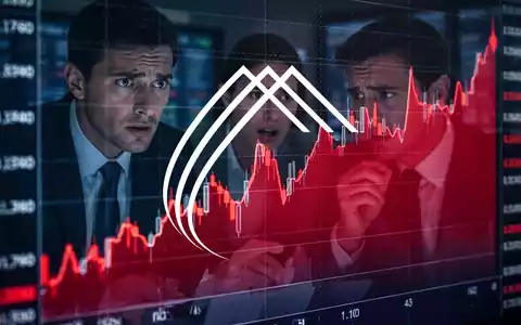 Ein roter Abwärtstrend-Graph auf einem Bildschirm, der einen Wochenverlust von 11,46 Prozent darstellt, mit verschwommenen Investoren im Hintergrund. - Foto: über boerse-global.de