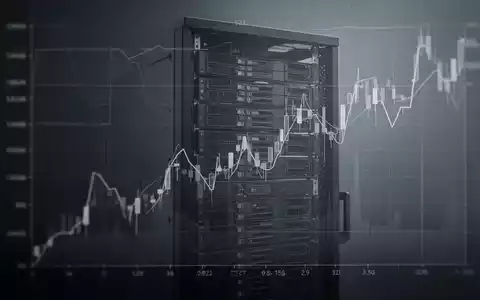 Abstürzender Börsenkursgraph über einem Server-Rack, der den Verkauf von Technologieaktien und eine starke negative Preisstimmung darstellt. - Foto: über boerse-global.de