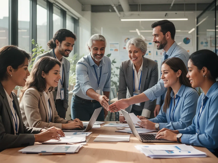 Menschen in sozialen und pädagogischen Berufen arbeiten zusammen in einem modernen Büro, symbolisierend den Personalbedarf. - Foto: über boerse-global.de