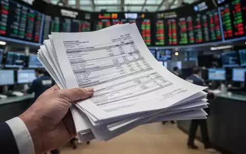 Nahaufnahme einer Hand, die Finanzdokumente hält, mit einem unscharfen Hintergrund einer modernen Börse. - Foto: über boerse-global.de